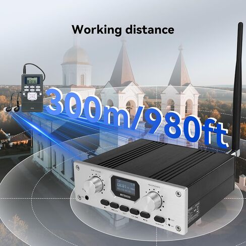 Retekess TT119 Church Translation System, Assistive Listening System, 300m/980ft, Support Stereo Input, Recording Function, Simultaneous Interpretation Devices for Court (1 Transmitter 10 Receivers) in Saudi Arabia