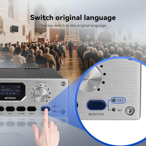 Retekess TT119 Church Translation System, Assistive Listening System, 300m/980ft, Support Stereo Input, Recording Function, Simultaneous Interpretation Devices for Court (1 Transmitter 10 Receivers) in Saudi Arabia
