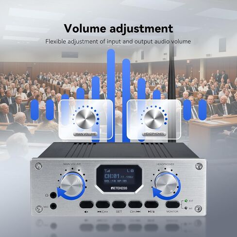 Retekess TT119 Church Translation System, Assistive Listening System, 300m/980ft, Support Stereo Input, Recording Function, Simultaneous Interpretation Devices for Court (1 Transmitter 10 Receivers) in Saudi Arabia