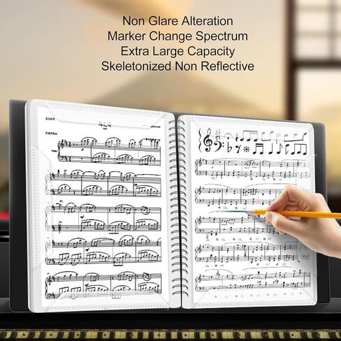 Alomejor Sheet Music Binder 60 Pages Lay Flat Music Holder Non Reflective Music Folder for Bands Orchestras School Choirs with 40 Pockets in Saudi Arabia