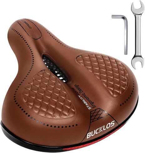 BUCKLOS Comfortable Bike Seat Cushion for Men Women Wide Bicycle Saddle Soft Memory Foam Padded Replacement Seats Fit for Peloton, Exercise Bikes, Ebike,Cruiser in Saudi Arabia