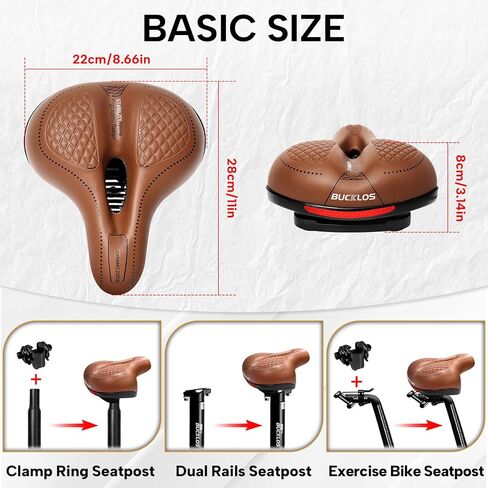 BUCKLOS Comfortable Bike Seat Cushion for Men Women Wide Bicycle Saddle Soft Memory Foam Padded Replacement Seats Fit for Peloton, Exercise Bikes, Ebike,Cruiser in Saudi Arabia