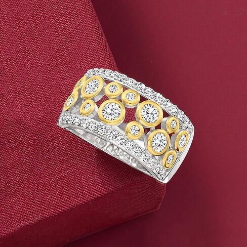 Ross-Simons 1.06 ct. t.w. CZ Open-Space Bubble Ring in 2-Tone Sterling Silver in Saudi Arabia