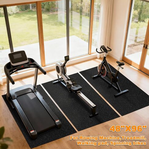 حصيرة Fitvids Treadmill بسمك 1/4 بوصة سميكة غير قابلة للانزلاق وسادة حماية للأرضية متوافقة مع أجهزة المشي والدراجات الرياضية والدراجات الثابتة والإكسسوارات in Saudi Arabia