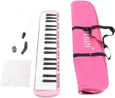 Drfeify Portable Melodica، 37 مفتاحًا للوحة المفاتيح الموسيقية لتدريب المبتدئين، مريحة للخروج واللعب، مصنوعة من مادة ABS المقاومة للصدمات (وردي) in Kuwait
