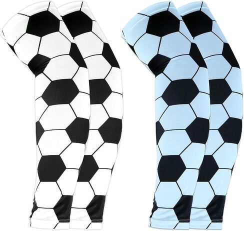2 Pairs Arm Sleeves for Kids, 2 Colors Breathable & Elastic Compression Football Cooling Sleeves Soccer Print Arm Protection for Youth Sports Baseball Event Physical Class in Saudi Arabia