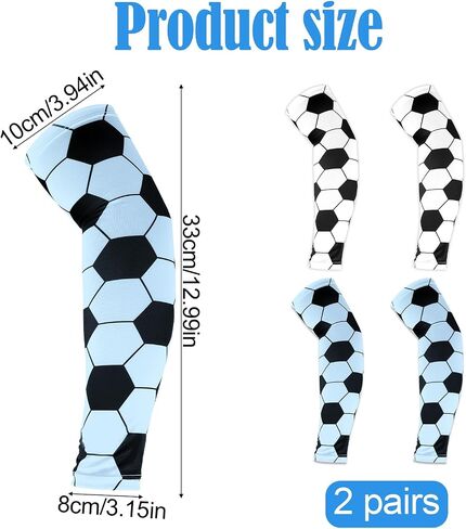 2 Pairs Arm Sleeves for Kids, 2 Colors Breathable & Elastic Compression Football Cooling Sleeves Soccer Print Arm Protection for Youth Sports Baseball Event Physical Class in Saudi Arabia