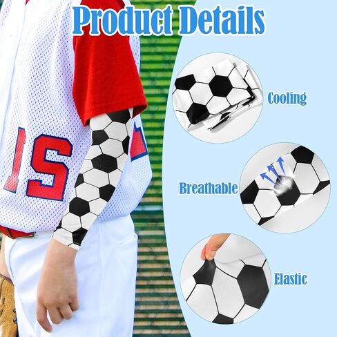 2 Pairs Arm Sleeves for Kids, 2 Colors Breathable & Elastic Compression Football Cooling Sleeves Soccer Print Arm Protection for Youth Sports Baseball Event Physical Class in Saudi Arabia