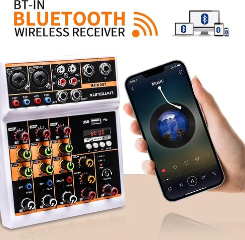 AG-06 Audio Mixer 6-channel Professional mixer audio Bluetooth U disk 48V Phantom Power Source USB recording,dj mixer,Suitable for beginners as well in Saudi Arabia