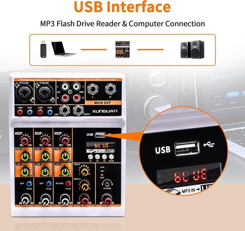 AG-06 Audio Mixer 6-channel Professional mixer audio Bluetooth U disk 48V Phantom Power Source USB recording,dj mixer,Suitable for beginners as well in Saudi Arabia