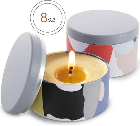 Hearth & Harbor Tin Candle Jars for Making Candles - DIY Candle Containers with Lids - Metal Candle Jars - Bulk Tins Storage for Candle - 8 Ounces - 24 Pieces - Artistic Floral in Saudi Arabia
