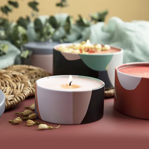 Hearth & Harbor Tin Candle Jars for Making Candles - DIY Candle Containers with Lids - Metal Candle Jars - Bulk Tins Storage for Candle - 8 Ounces - 24 Pieces - Artistic Floral in Saudi Arabia
