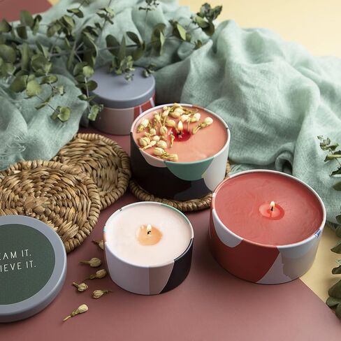 Hearth & Harbor Tin Candle Jars for Making Candles - DIY Candle Containers with Lids - Metal Candle Jars - Bulk Tins Storage for Candle - 8 Ounces - 24 Pieces - Artistic Floral in Saudi Arabia