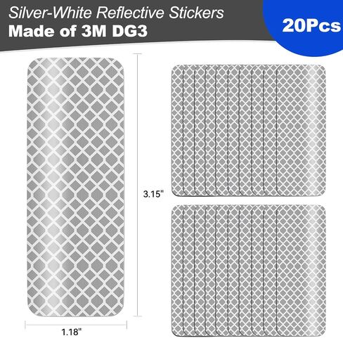Super Reflection 20 Pcs Reflective Stickers Made of 3M DG3, 3.15" X 1.18" Fluorescent Yellow-Green Outdoor Waterproof Reflective Tape for Cars Trailer Truck Bike Motorcycle Helmet Clothing in Kuwait