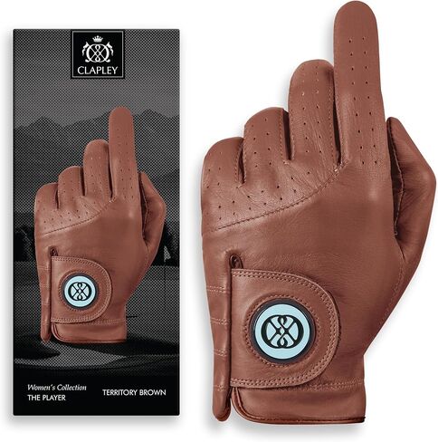 قفاز الجولف النسائي من CLAPLEY - جلد كابريتا الفاخر مع علامة كرة مغناطيسية، تصميم مسامي، مرونة جيدة، هدية ثمينة للاعبي الغولف، ملمس فائق النعومة، اليد اليسرى واليمنى، ملاءمة آمنة in Kuwait