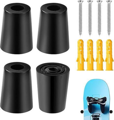 4pcs Vertical Ski Hanger, Ski Wall Mount Holder Vertical Wall Mount Rack with Screws Expansion Anchors Snowboard Storage to Safely Store and Display your Snowboard(Black) in Saudi Arabia