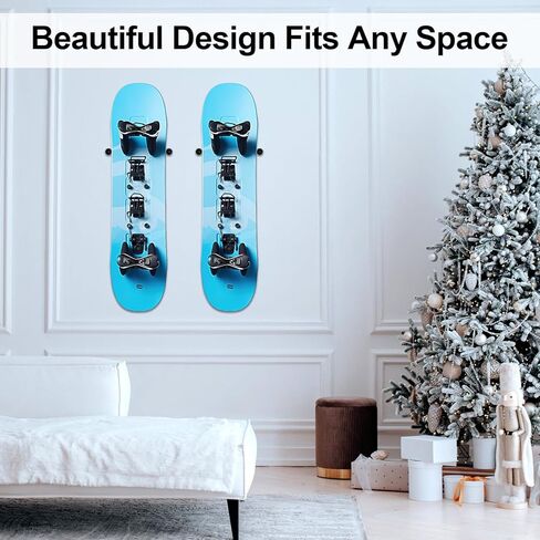 4pcs Vertical Ski Hanger, Ski Wall Mount Holder Vertical Wall Mount Rack with Screws Expansion Anchors Snowboard Storage to Safely Store and Display your Snowboard(Black) in Saudi Arabia