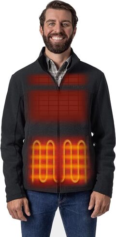 ORORO Men's 4-Zone Heated Fleece Jacket with USB-C Rechargeable Battery, Heating Fleece Jacket for Hiking Camping in Saudi Arabia