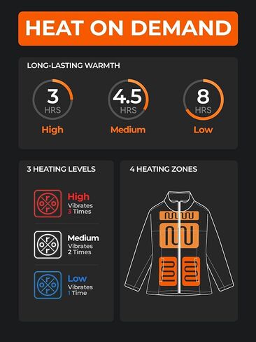 ORORO Men's 4-Zone Heated Fleece Jacket with USB-C Rechargeable Battery, Heating Fleece Jacket for Hiking Camping in Saudi Arabia