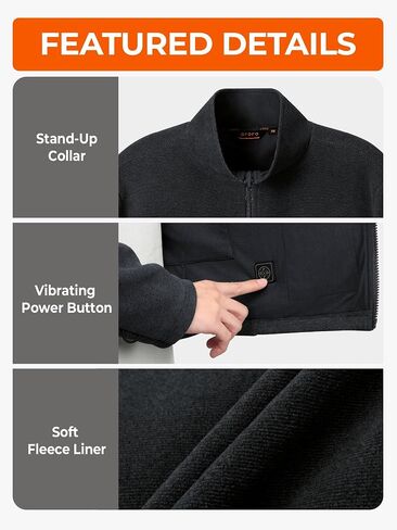 ORORO Men's 4-Zone Heated Fleece Jacket with USB-C Rechargeable Battery, Heating Fleece Jacket for Hiking Camping in Saudi Arabia