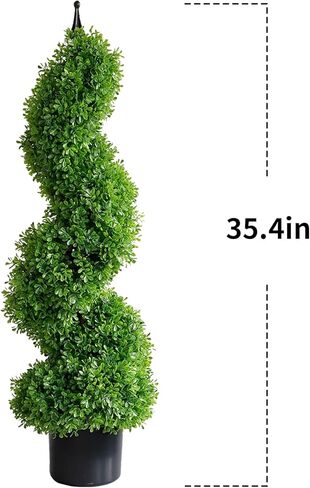 Momoplant Momoplant الاصطناعي الأشجار الحلزونية الحلزونية ، 3 أقدام مصنع فو في الهواء الطلق 2pc ، نبات أخضر زهرة كل عام مع وعاء زهرة البلاستيك in Kuwait