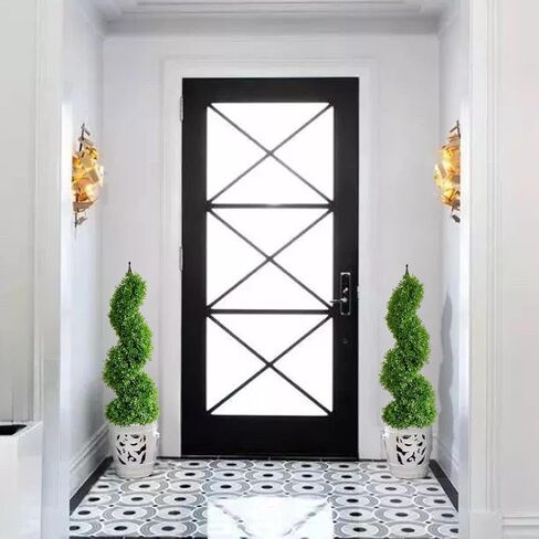 Momoplant Momoplant الاصطناعي الأشجار الحلزونية الحلزونية ، 3 أقدام مصنع فو في الهواء الطلق 2pc ، نبات أخضر زهرة كل عام مع وعاء زهرة البلاستيك in Kuwait