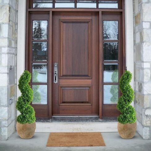 Momoplant Momoplant الاصطناعي الأشجار الحلزونية الحلزونية ، 3 أقدام مصنع فو في الهواء الطلق 2pc ، نبات أخضر زهرة كل عام مع وعاء زهرة البلاستيك in Kuwait