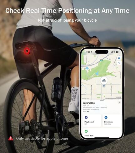 مصباح خلفي ذكي للدراجة قابل لإعادة الشحن: مع Apple Find My (iOS فقط)، مقاوم للماء IP65، 5 أوضاع، منافذ USB-C، خلفية أمان LED ساطعة لجبال طريق الدراجات، أساسيات الركوب الليلي in Kuwait