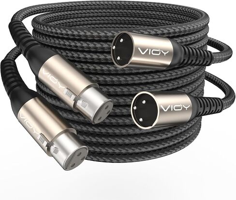 كابل ميكروفون فيوي XLR 15 قدمًا ، كابل الميكروفون من الذكور إلى الحبل المتوازن 3 دبوس - نايلون مضفر كابل تمديد XLR للميكروفون ، الخلاط ، استوديو إعادة الترميز ، مكبر للصوت ، بودكاست ، إلخ in Kuwait