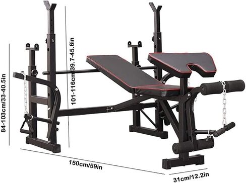 Home Dumbbell Bench Multi-Function Weight Lifting Bench Press Bench,Heavy Duty Utility Barbell Squat Rack,Home/Gym Bodybuilding Workout Machine Core Strength Training Fit in Saudi Arabia