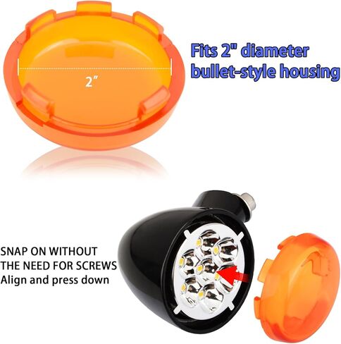 Turn Signal Lens Kit,Front/Rear Bullet Turn Signal Light Replacement Lenses Covers for Harley Sportster 883 1200/Touring Road King Electra Glide Street Glide/Softail/Dyna/V-Rod,Red,2 PCS in Kuwait