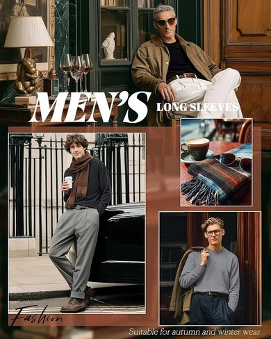 5 Pcs Men's Long Sleeve Thermal Shirts Crew Neck Casual Fleece Tops Soft Pullover Sweatshirts Warm Basic Tees in Kuwait