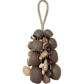 أجراس الرياح الطبيعية المصنوعة يدويًا، خشخشة تقليدية لليوجا والتأمل وشفاء الصوت، تصميم بني متعدد الأصداف مع سلسلة من القنب in Kuwait