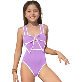 ملابس سباحة للفتيات، بدلة سباحة من قطعة واحدة بفيونكة أمامية للمراهقين بأشرطة واسعة مقاس 8-16 in Kuwait