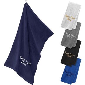 منشفة جولف مخصصة مع اسم مطرز وتصميم جولف - منشفة حقيبة جولف مخصصة مع مشبك، 26x16 ميكروفايبر - هدية لمحبي الجولف in Kuwait