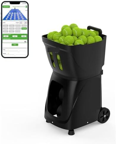 Fully Automatic Tennis Ball Machine with Remote Control, 115 Balls Capacity, Adjustable Speed 20-120KM/H, Max Serving Distance 26M, 5-45° Angle for Ultimate Training Experience. in Saudi Arabia