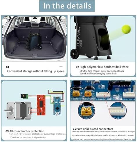 Fully Automatic Tennis Ball Machine with Remote Control, 115 Balls Capacity, Adjustable Speed 20-120KM/H, Max Serving Distance 26M, 5-45° Angle for Ultimate Training Experience. in Saudi Arabia
