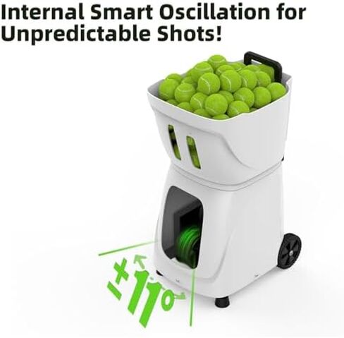 Fully Automatic Tennis Ball Machine with Remote Control, 115 Balls Capacity, Adjustable Speed 20-120KM/H, Max Serving Distance 26M, 5-45° Angle for Ultimate Training Experience. in Saudi Arabia