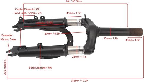 Front Fork Hydraulic Shock Absorber, Aluminium Alloy Suspension Forks for Electric Scooter Motorcycle Electric, Fits for 14 Inch Wheels, Long Lasting Performance in Saudi Arabia