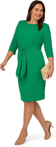 Adrianna Papell Women's Knit Crepe Tie Waist Sheath, Orange Coral in Saudi Arabia