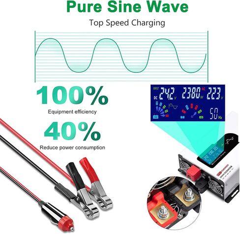5000W-12000W Pure Sine Wave Inverter for RVs, Boats & Camping, High Power Supply 60V-6000W, LCD Display, Ideal for Emergency Backup & Outdoor Use in Saudi Arabia
