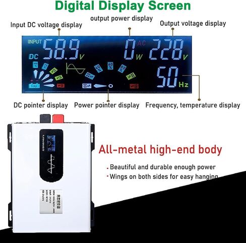 5000W-12000W Pure Sine Wave Inverter for RVs, Boats & Camping, High Power Supply 60V-6000W, LCD Display, Ideal for Emergency Backup & Outdoor Use in Saudi Arabia