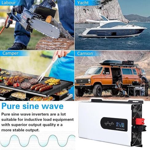 5000W-12000W Pure Sine Wave Inverter for RVs, Boats & Camping, High Power Supply 60V-6000W, LCD Display, Ideal for Emergency Backup & Outdoor Use in Saudi Arabia