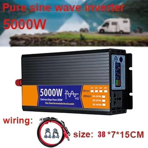 5000W Pure Sine Wave Inverter 24V to 220V, 12V/48V DC to AC Power Converter with LCD Display & Socket for RV, Truck, Boat, Camping, Home Use - Reliable Energy Solution in Saudi Arabia