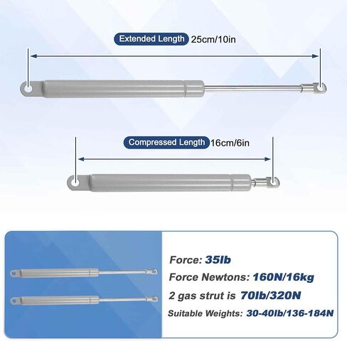 10 بوصة 45IB/200N/20 كجم من الينابيع الغازية ، و 10 بوصة دعامات غاز رفع الأدوات مربع تخزين مربع أدوات مربع مربع ، 2 كمبيوتر ، نغمة فضية in Kuwait