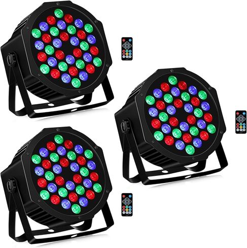 36LEDs Stage Par Lights 4 Pack - RGB LED Par Lights Sound Activated Auto Play by Remote & DMX Control Uplights for Wedding Birthday Church Music Light Show DJ Dance Party Events Stage Lighting in Kuwait