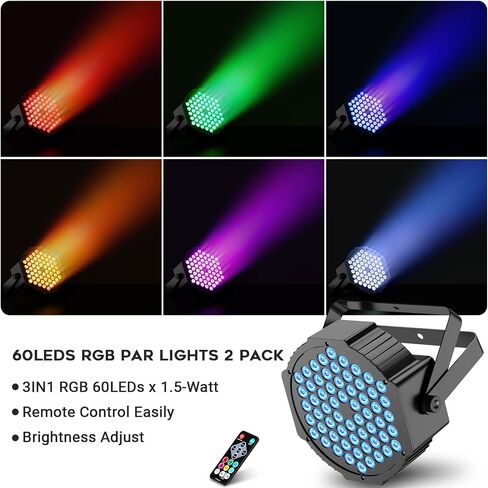 36LEDs Stage Par Lights 4 Pack - RGB LED Par Lights Sound Activated Auto Play by Remote & DMX Control Uplights for Wedding Birthday Church Music Light Show DJ Dance Party Events Stage Lighting in Kuwait