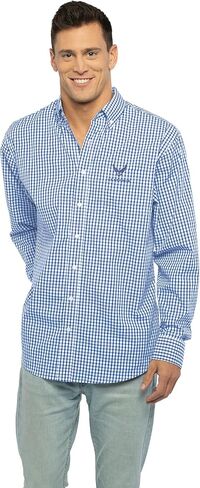 Vantage Apparel US Air Force Easy-Care Long Sleeve Gingham Check Button Down Shirt in Saudi Arabia