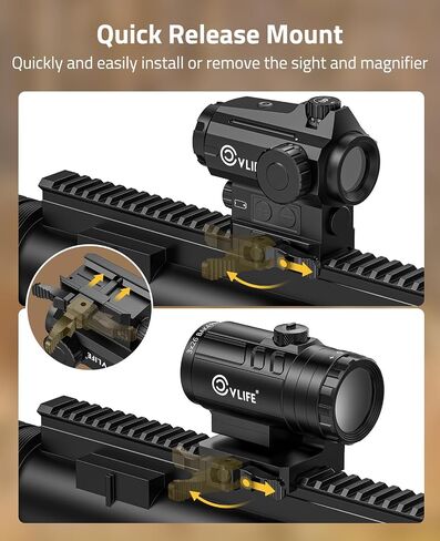CVLIFE Multi Reticle Auto-Brightness Red Dot and 3X Magnifier Combo,25MM Large Lens Motion Awake Red Dot Sight with Quick Release Mount, Compact Magnifier with Flip-to-Side Mount in Saudi Arabia