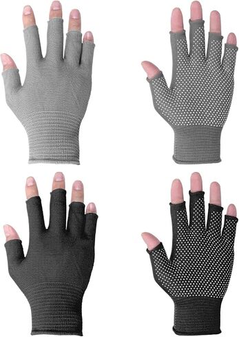 Half-Finger Slip Breathable Fingerless Work Gloves Lightweight Slip Fingerless Grip Gloves Non-slip Yoga Glove Exercise Work Glove for Cycling Motorcycle, Rowing Cycling Workout, 2 Pairs, Black, Grey in Saudi Arabia